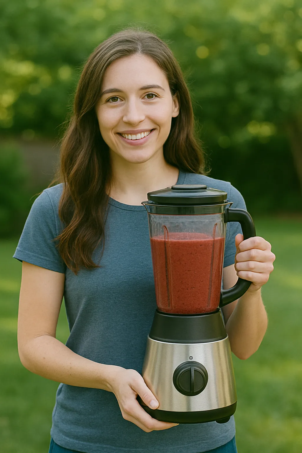 Bild eines Kindes und zwei Erwachsene mit Smoothie